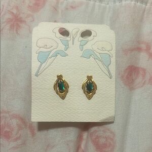 Elegant Gold and Green Earrings